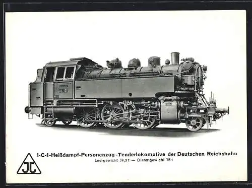 AK Reklame der Arn. Jung Lokomotiv GmbH, 1-C1-Heissdampf-Tenderlokomotive der Deutschen Reichsbahn