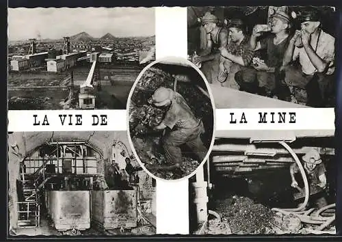 AK La Mine en Activité, Vue d`ensemble d`un siège d`extraction, Mineurs faisant Briquet, Déblayage à la pelle, Bergbau