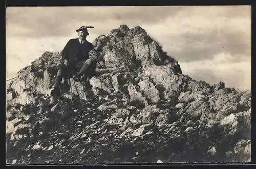 AK Unterberg, Bergsteiger auf dem weissen Stein