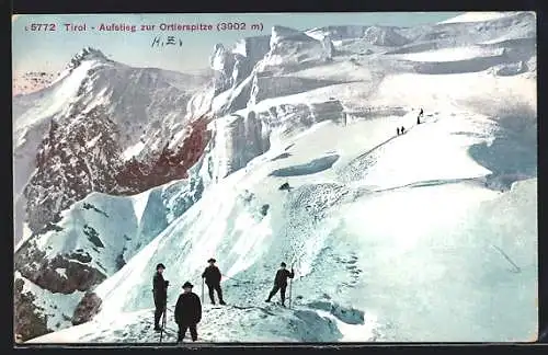 AK Aufstieg der Bergsteiger zur Ortlerspitze in Tirol
