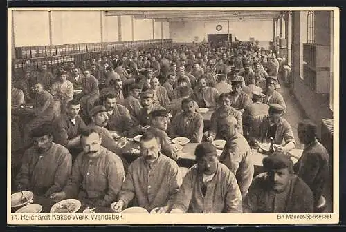 AK Hamburg-Wandsbek, Mittagspause im Männer-Speisesaal von Reicherts Kakao-Werk