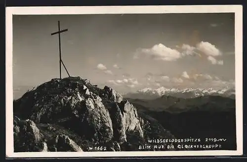 AK Gipfelkreuz auf der Wildseeloderspitze mit Blick auf die Glocknergruppe