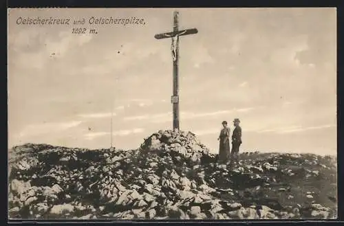 AK Oetscherkreuz und Oetscherspitze mit Gipfelkreuz