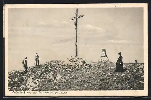 AK Oetscherkreuz und Oetscherspitze mit Gipfelkreuz