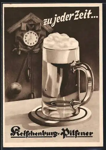 Künstler-AK Stolberg /Rheinland, Zu jeder Zeit... 1817 Ketschenburg Pilsener, Brauerei-Werbung