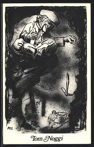 AK Tom Noggi mit einer Kerze im Schacht, Bergbau