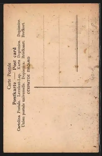 AK Mann kramt in seinen leeren Hosentaschen, Prosit Neujahr, Scherz, früher Druck