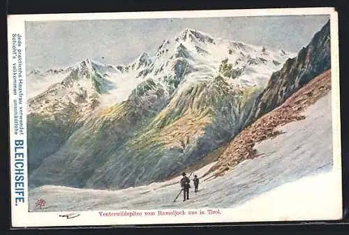 AK Venterwildspitze vom Ramoljoch aus in Tirol, Reklame für Schicht`s Bleichseife