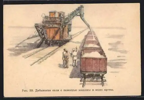 AK Arbeiter an der Maschine im Salzbergwerk