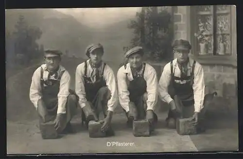 AK D`Pflasterer, Vier Musiker mit Steinen
