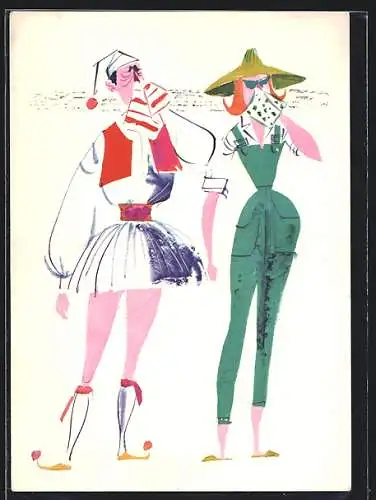 AK Tropon, Der neue Weg gegen Schnupfen, Grieche in Tracht und Touristin