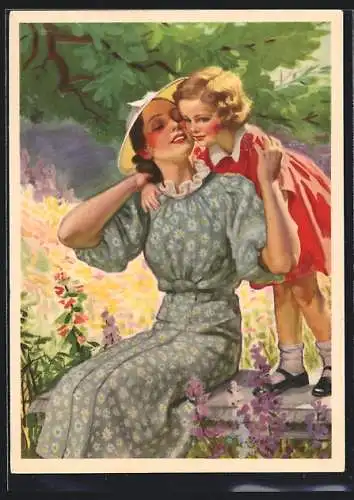 AK Reklame für indanthrenfarbige Stoffe, Mutter mit ihrem Kind