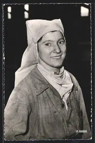 AK Bassin Minier du Nord et du Pas-De-Calais, Trieuse, Bergbau-Frau mit Kopfbedeckung