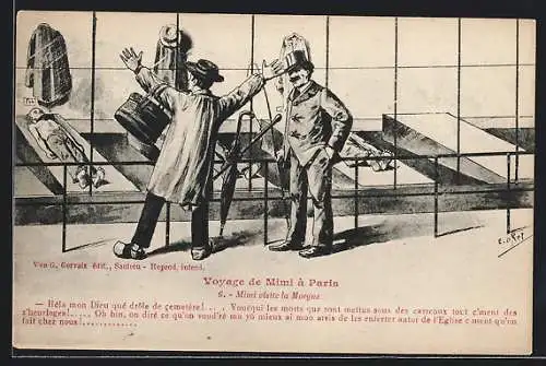 AK Paris, Voyage de Mimi à Paris, Mimi visite la Morgue