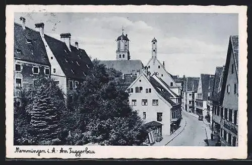 AK Memmingen, Strassenpartie am Fuggerbau