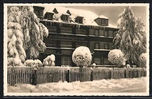 AK Grünbach i. V., Das Posterholungsheim im tiefen Winter