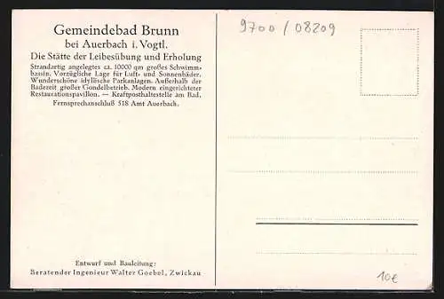 AK Auerbach / Vogtland, Gemeindebad Brunn