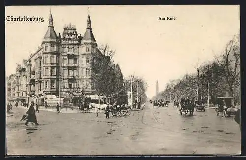 AK Berlin-Charlottenburg, Hotel Bismarck, Strassenkreuzung Am Knie