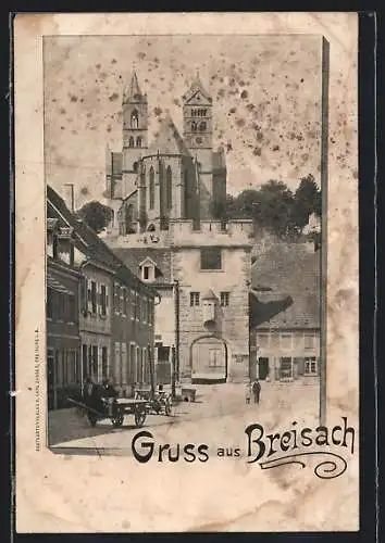 AK Breisach, das St. Stephansmünster vom Marktplatz gesehen