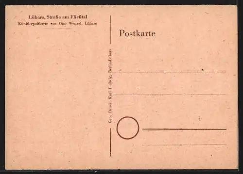 Künstler-AK Lübars, Strasse am Fliesstal