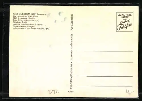 AK Burghausen /Obb., Hotel Lindacher Hof J. u. M. Mayer, Ortsansicht