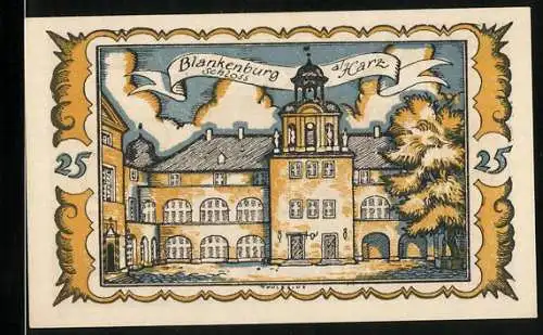 Notgeld Braunschweig 1921, 25 Pfennig, Schloss Blankenburg am Harz