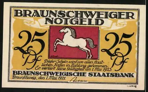 Notgeld Braunschweig 1921, 25 Pfennig, Schloss Blankenburg am Harz