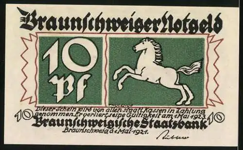 Notgeld Braunschweig 1921, 10 Pfennig, Das Rathaus zu Blankenburg