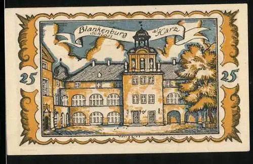 Notgeld Braunschweig 1921, 25 Pfennig, Schloss Blankenburg