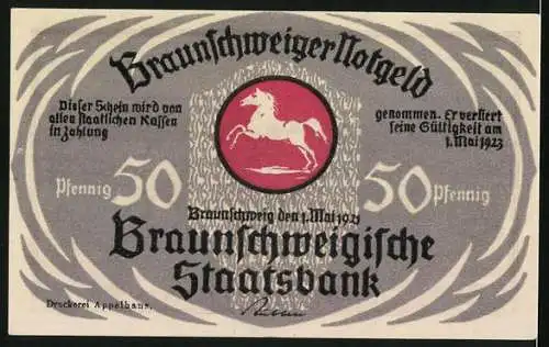 Notgeld Braunschweig 1921, 50 Pfennig, Bad Harzburger Pferderennen