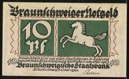 Notgeld Braunschweig 1921, 10 Pfennig, Die Fahrt in die Berge nahe Bad Harzburg