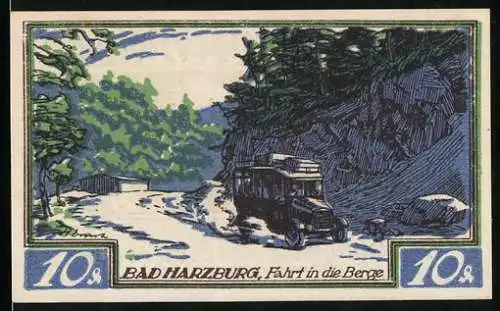 Notgeld Braunschweig 1921, 10 Pfennig, Fahrt in die Berge bei Bad Harzburg