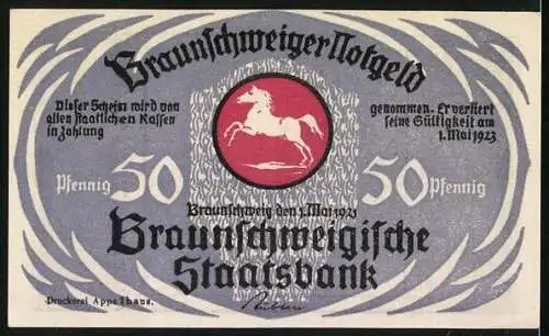 Notgeld Braunschweig 1921, 50 Pfennig, Stadtmarkt an der Kirche