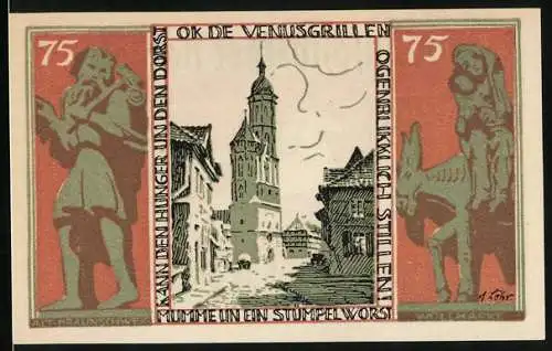 Notgeld Braunschweig 1921, 75 Pfennig, Kirche am Wollmarkt