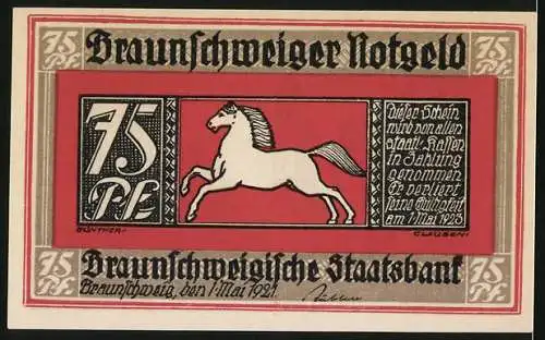 Notgeld Braunschweig 1921, 75 Pfennig, Kirche am Wollmarkt