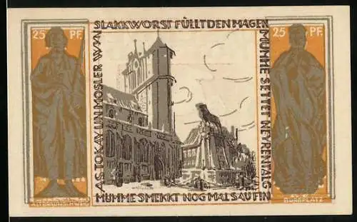 Notgeld Braunschweig 1921, 25 Pfennig, Denkmal am Burgplatz