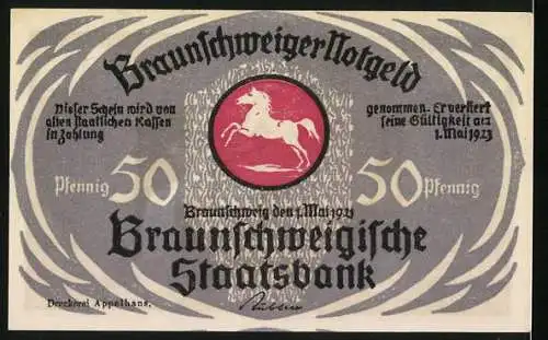 Notgeld Braunschweig 1921, 50 Pfennig, Till Eulenspiegel als Liebhaber