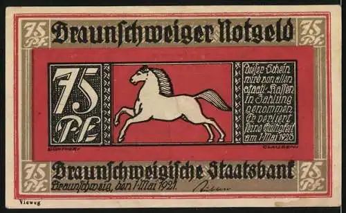 Notgeld Braunschweig 1921, 75 Pfennig, Till Eulenspiegel mimt den Arzt