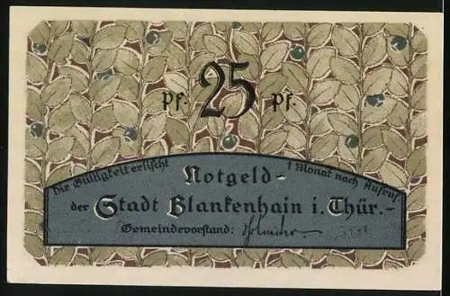 Notgeld Blankenhain i. Thür., 25 Pfennig, Birke am Pfeifenteich