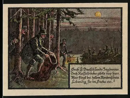 Notgeld Blankenhain i. Thür., 10 Pfennig, Jäger auf der Suche nach Rasselböcken