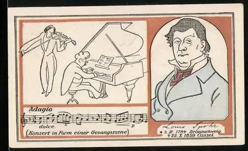 Notgeld Braunschweig 1921, 25 Pfennig, Louis Spohr und ein Ausschnitt eines seiner Stücke