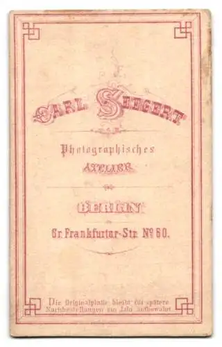 Fotografie Carl Seegert, Berlin, junge Dame im dunklen Kleid mit Ohrringen und Brosche