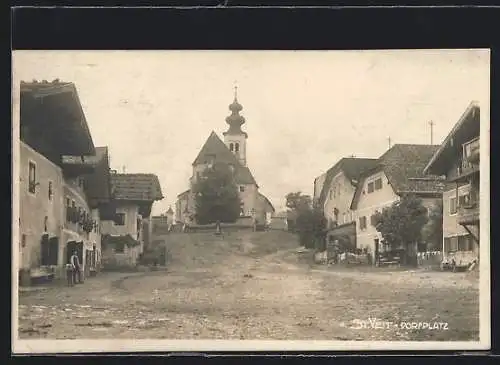 AK St. Veit im Pongau, Strassenansicht mit Kirche