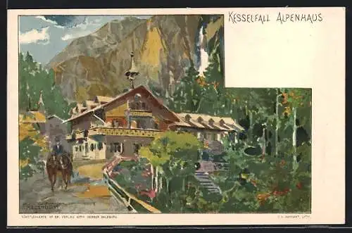 Künstler-AK Kesselfall, Am Alpenhaus