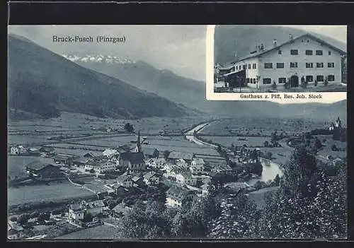AK Bruck-Fusch /Pinzgau, Gasthaus z. Piff, Ortsansicht