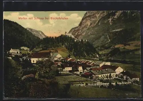 AK Werfen, Teilansicht mit Schloss bei Bischofshofen