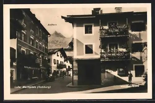 AK Lofer, Strassenpartie am Marktplatz