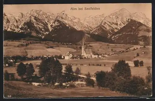 AK Saalfelden, Alm mit Kirche