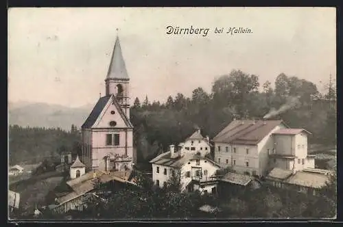 AK Dürnberg bei Hallein, Ortspartie mit Kirche