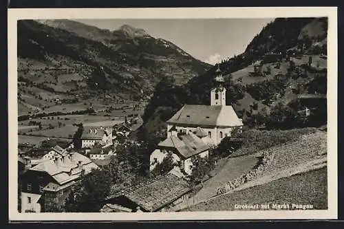 AK Grossarl bei Markt Pongau, Panorama mit Kirche
